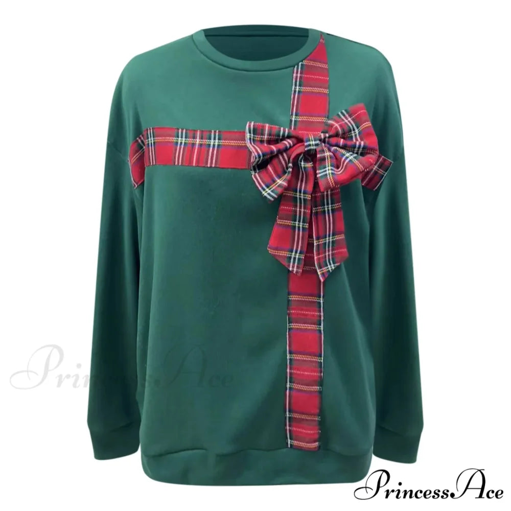 Sweet Big Bow Chic Long Sleeve Tunic Y2K Christmas Hoodie Christmas Hoodies-L