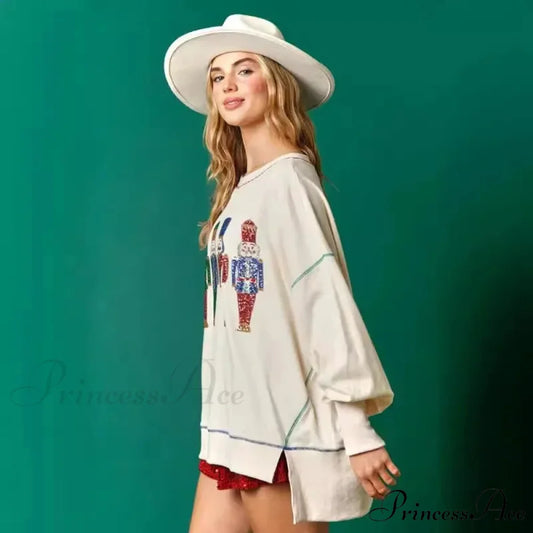 Sweet Fresh Korean Sequins Thickened Versatile Christmas Hoodie Christmas Hoodies-L