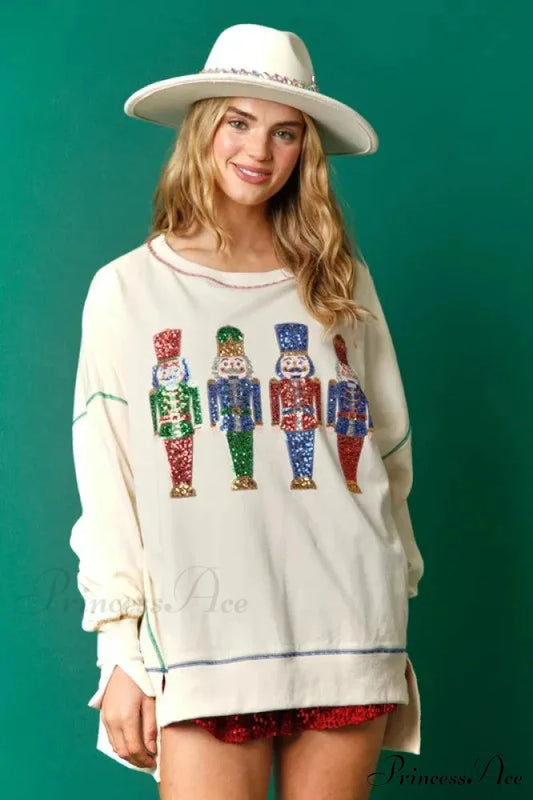 Sweet Fresh Korean Sequins Thickened Versatile Christmas Hoodie white / S Christmas Hoodies-L