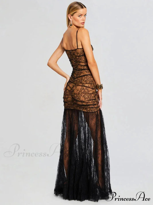 Sweetheart Neckline Lace Mermaid Party Dress Black / XS