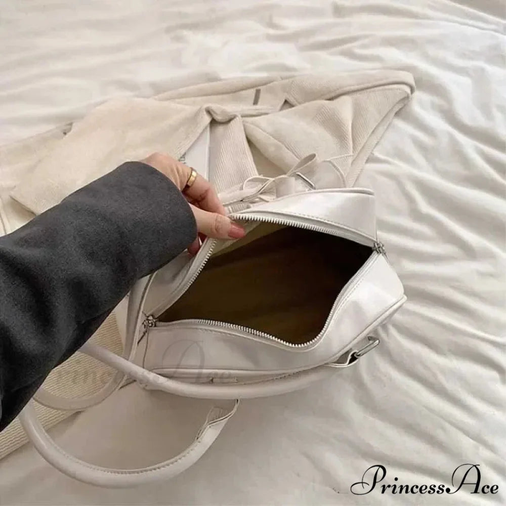 Synthetic Leather Bow Shoulder Purse shoulder-250126