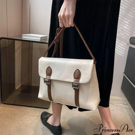 Synthetic Leather High-End Designer Shoulder Bag White shoulder-250126