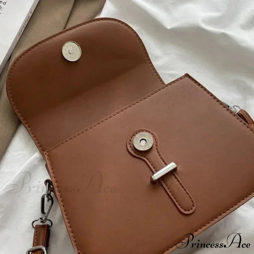 Synthetic Leather Saddle Crossbody Shoulder Bag shoulder-250126