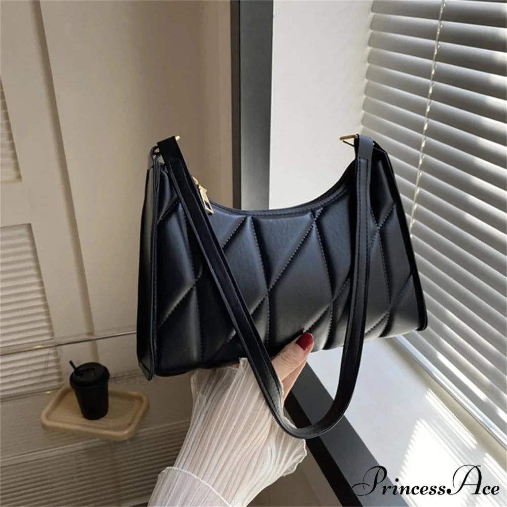Synthetic Leather Shoulder Messenger Bag for Women Black shoulder-250126