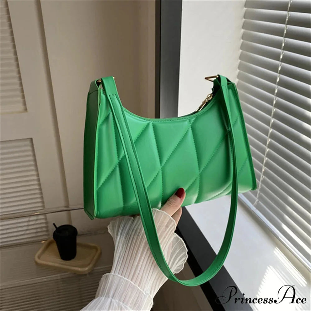Synthetic Leather Shoulder Messenger Bag for Women Green shoulder-250126