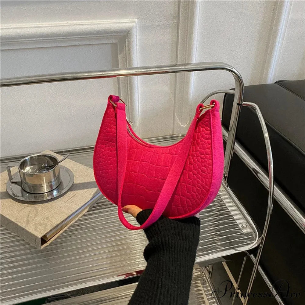 Synthetic Leather Shoulder Messenger Bag for Women Rose Red shoulder-250126