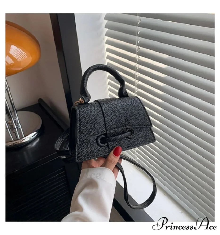 Synthetic Leather Small Crossbody Bag Designer Women’s Purse Black handbag-250126