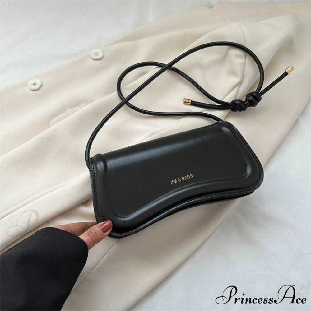 Synthetic Leather Underarm Shoulder Crossbody Bag Black / (20cm shoulder-250126