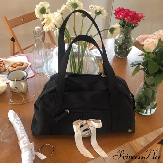 Synthetic Stitching Thread Crossbody Shoulder Bag Black shoulder-250126