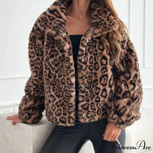 Synthetic Texture Cheetah Pattern Jacket coats-241228