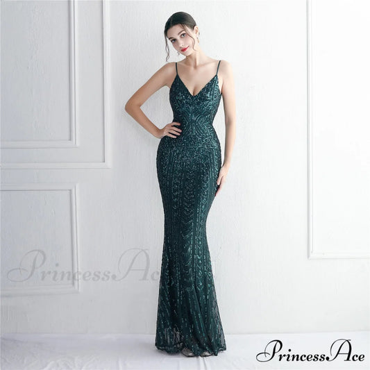 Taisia Formal Stylish Sequin Scroll Dress