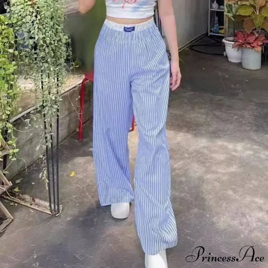 Tall Lines High Rise Trousers Pants Blue / S pants-241228