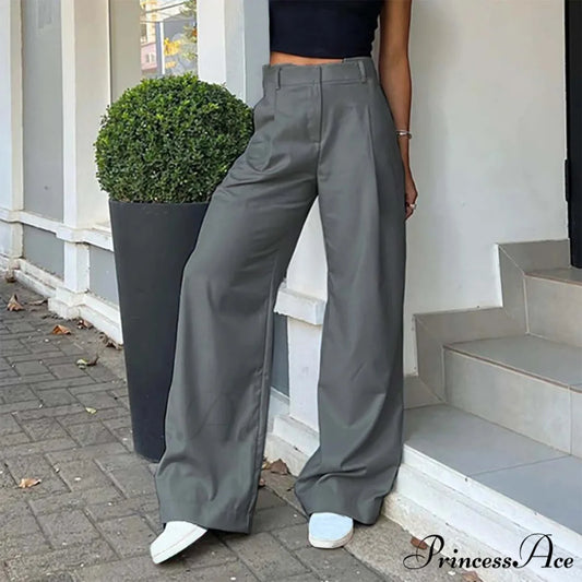 Tall Waist Baggy Fit Cargo Broad Trousers pants-241228