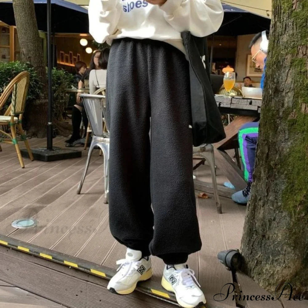 Tall Waist Charcoal Loose Trousers pants-241228
