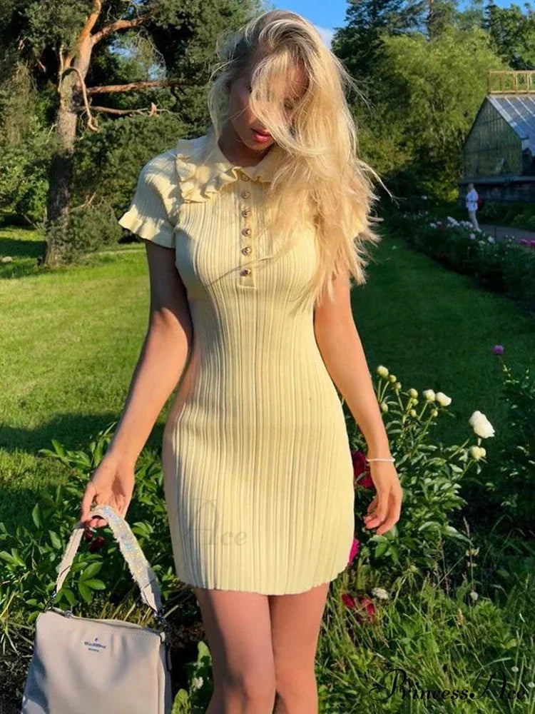 Tall-Waist Knitted Retro Mini Dress minidress-250223