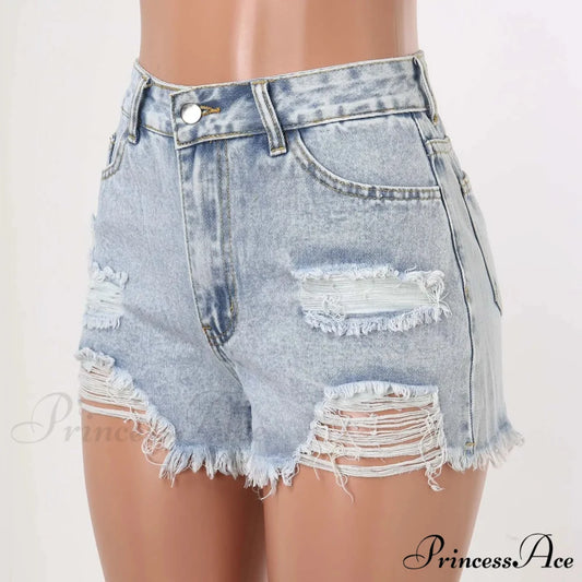 Tall-Waist Torn Cleansed Denim Short short-250223