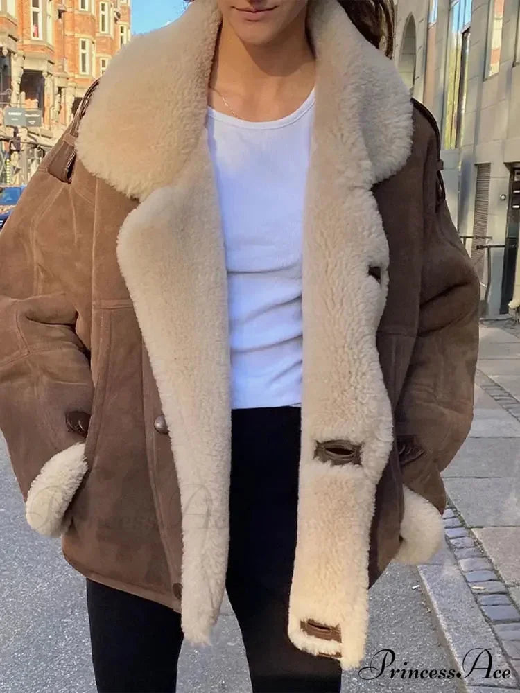 Tan Solitary Buttoned Leather Overcoat coats-241228