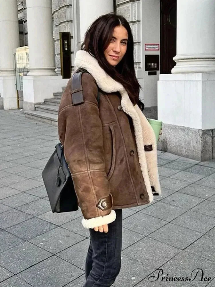 Tan Solitary Buttoned Leather Overcoat coats-241228