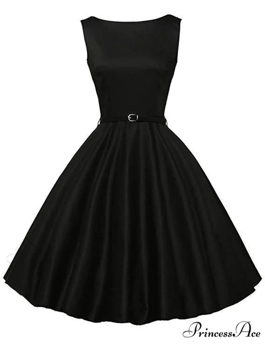 Tea Vintage Gown - Black Sleeveless S / RED