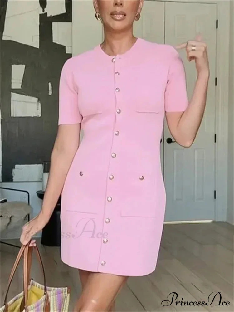 Textured Knit Pocket Mini Dress minidress-250223
