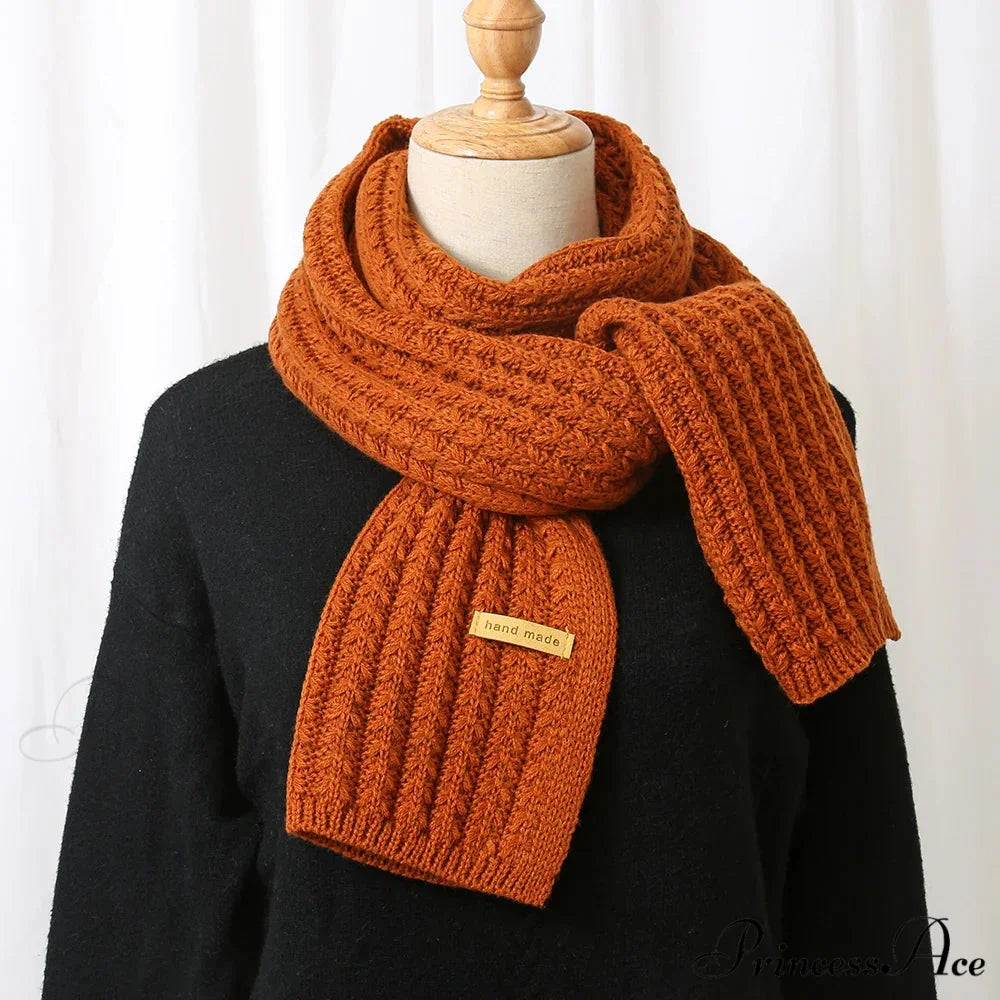 Thick Knitted Cashmere Lady Korean Style Winter Scarf ORANGE