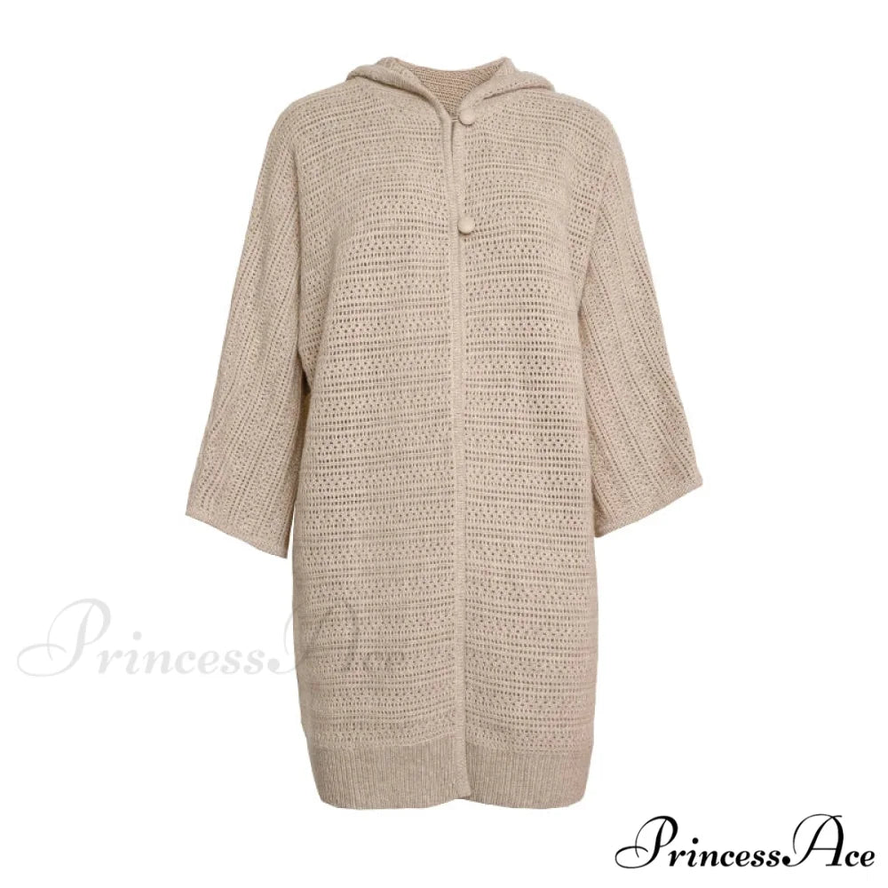 Thick Pure Wool Cozy Button Hooded Comfortable Stylish Warm Sweater GRAY / S
