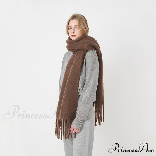 Thick Warm Soft Chunky Cozy Elegant Stylish Classic Long Scarf Purple Awn