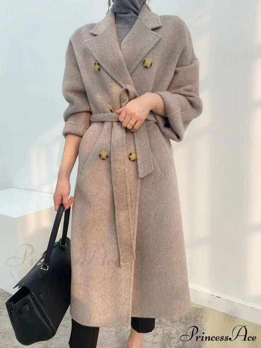 Thickened Wool Medium Length Coat Gray / S