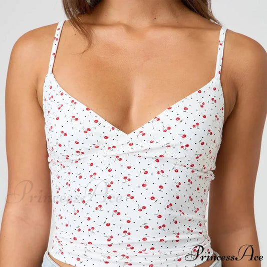Thin Strap V-Neck Midriff Top white 1 / S croptop-250223