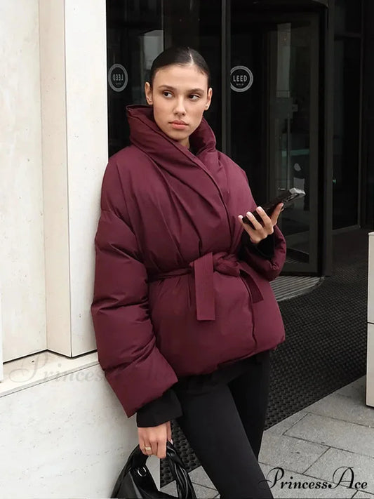 Tie-Belt Padded Cotton Coat