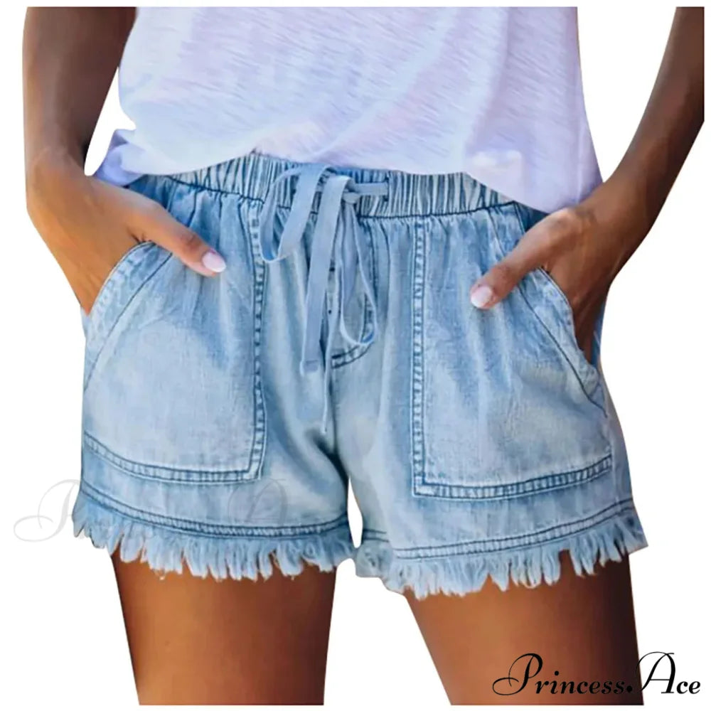 Tie Tassel Hem Jeans Short short-250223