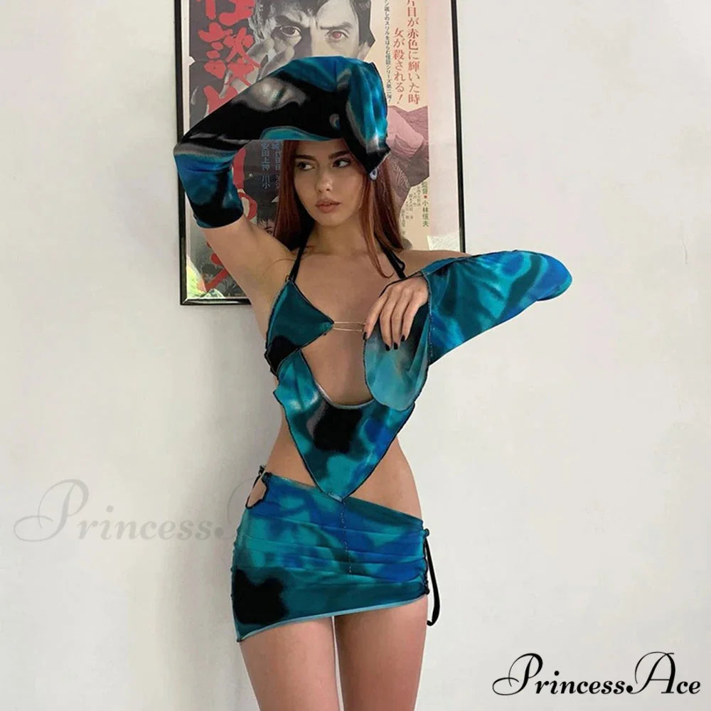 Tie-up Bandage Bodycon Mini Skirt Two Piece Set twopieceset-250223