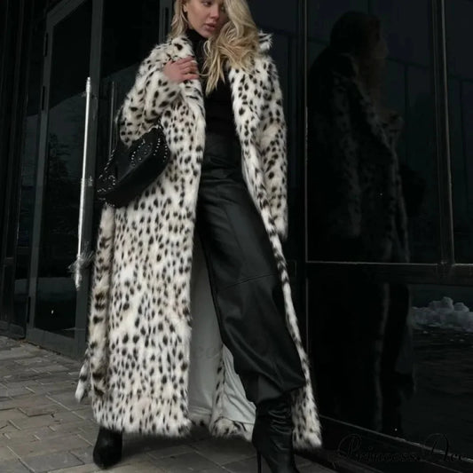 Tie-Up Gray Woolen High Neck Overcoat Leopard print / S overcoats-241228