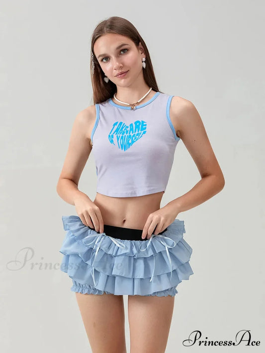 Tiered Bow Skort Short Blue / S short-250223
