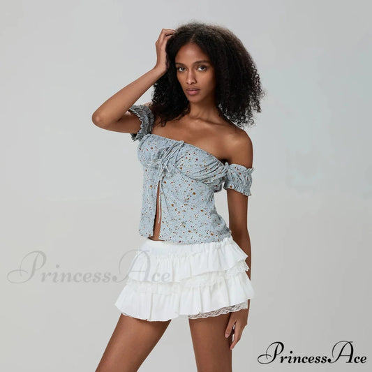 Tiered Lace Edging A-Line Skirt WHITE / S skirts-250223