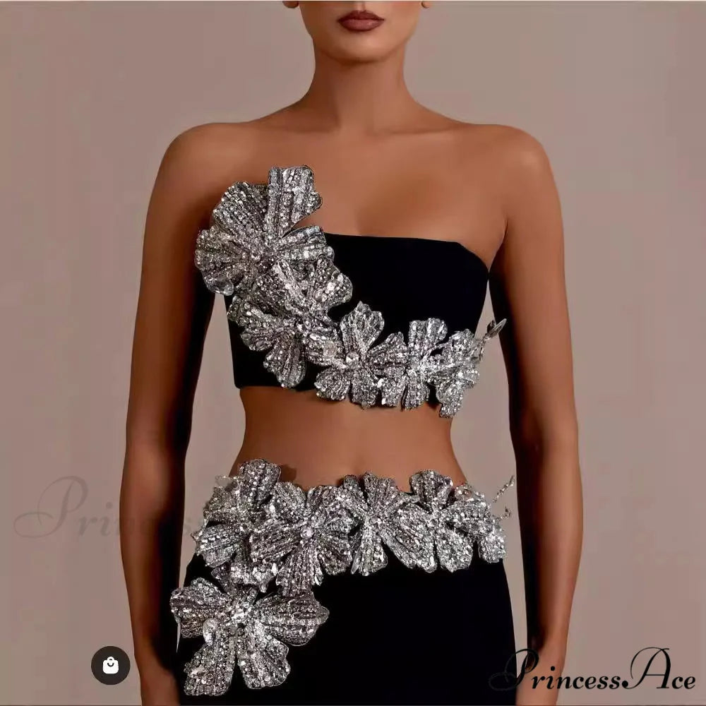 Tight Dress Set with Sparkling Details Prom Dress promdress-250223