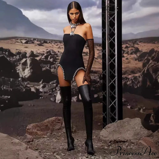 Tight Fit Sparkling Evening Prom Dress black / XS promdress-250223