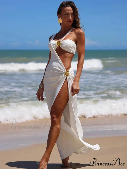 Tiny Bikini Seductive Single-Shoulder Swimsuit Singular Piece WHITE / S onepiece-250223