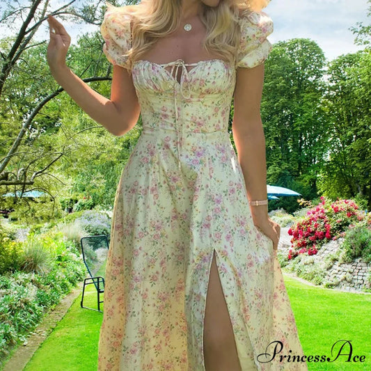 Tiny New Blossoming Narrow Fit Opening Camisole Blossoming Dress Beige / S floraldress-250126