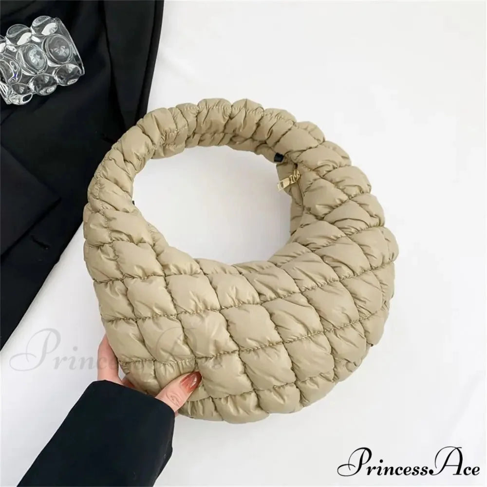 Tiny Quilted Tote Cotton Padded Shoulder Purse handbag-250126