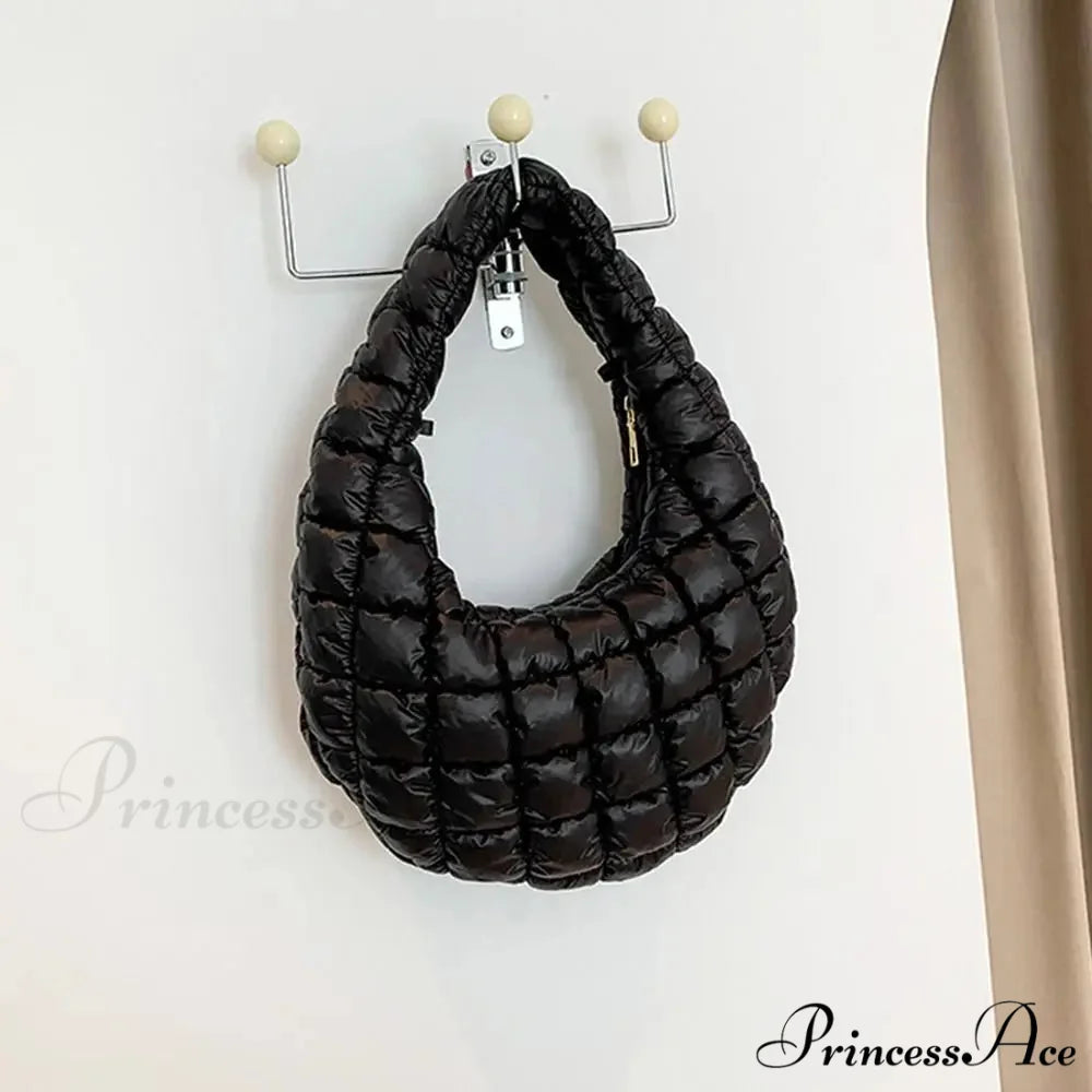 Tiny Quilted Tote Cotton Padded Shoulder Purse handbag-250126