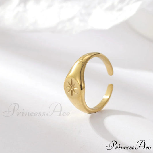 Titanium Steel Gold Plated Eight-pointed Star Rings