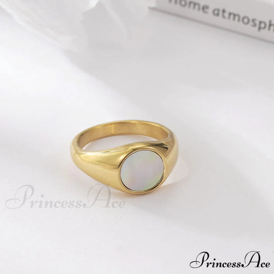 Titanium Steel Natural Opal Closed Rings