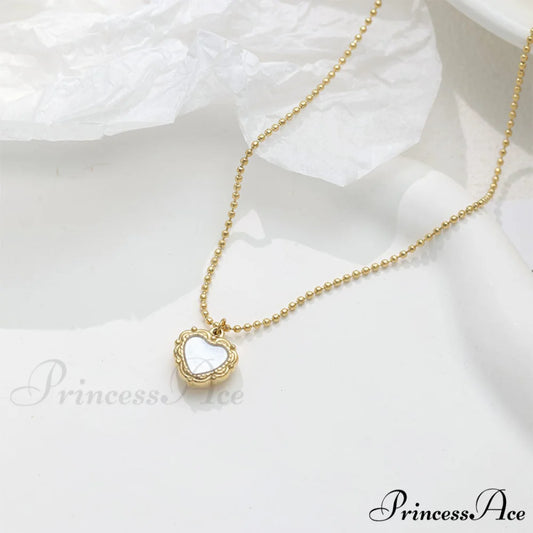 Titanium Steel White Fritillary Bead Necklaces