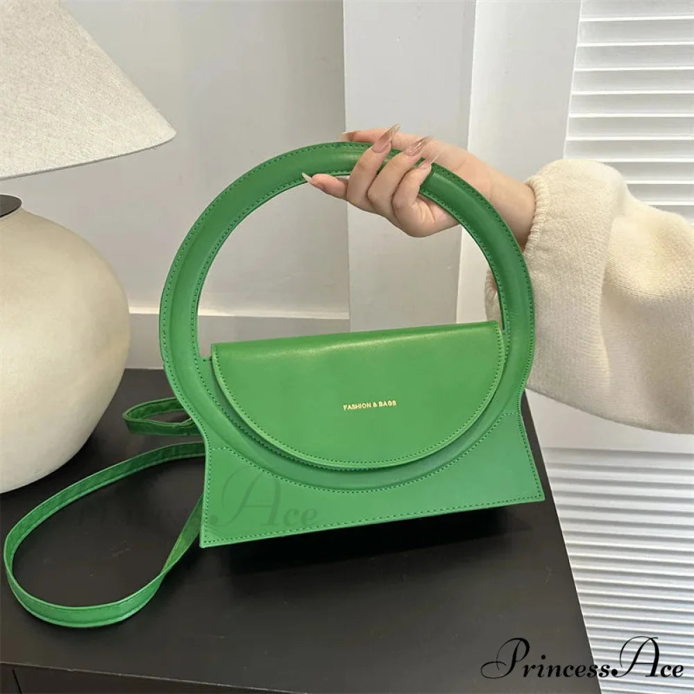 Top Brand Circular Grip High-End Leather Crossbody Purse handbag-250126