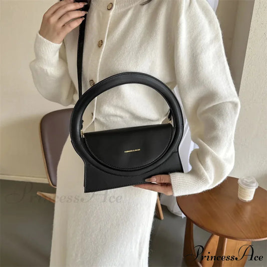 Top Brand Circular Grip High-End Leather Crossbody Purse handbag-250126