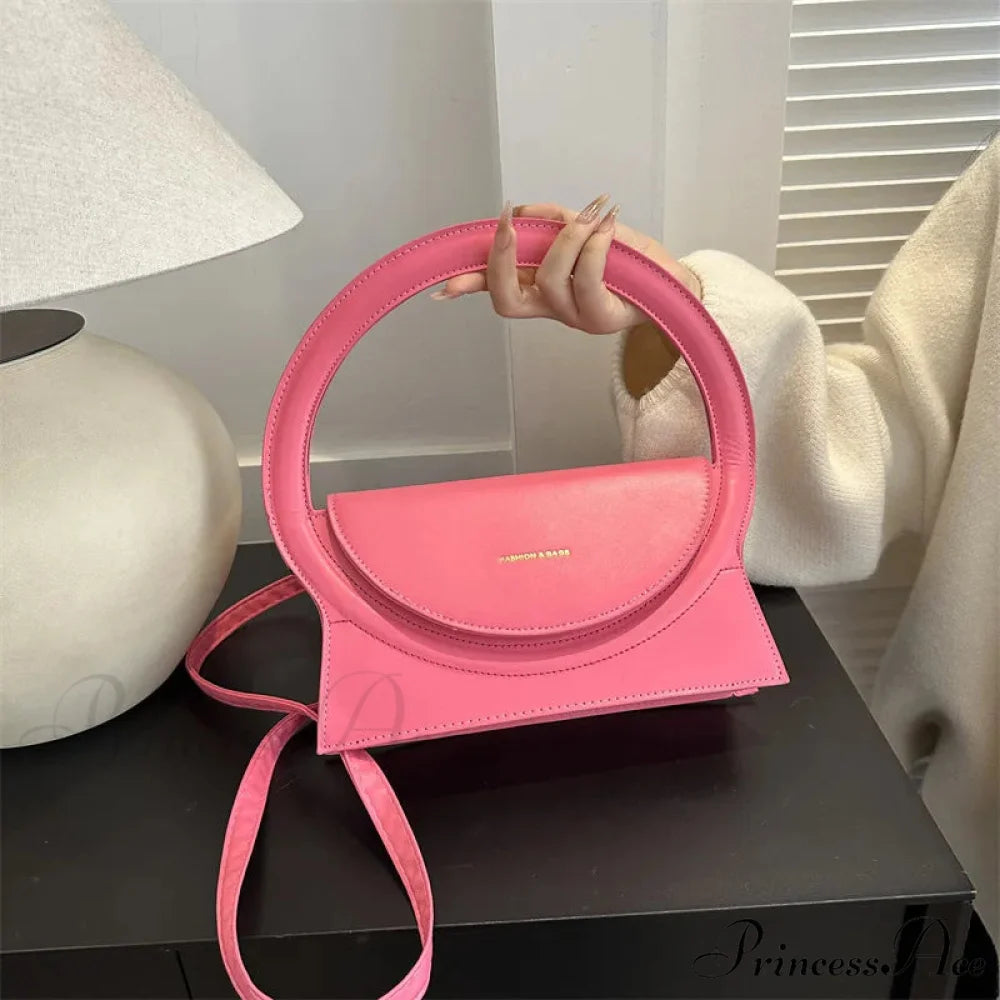 Top Brand Circular Grip High-End Leather Crossbody Purse handbag-250126