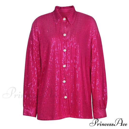 Top Sequin Blouse Sparkly and Pants Women Party Blouse Set Suit Two-Piece for - Outfit Barbie shirt / S