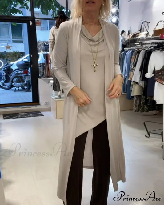 Top Set Cardigan Solid Two-Piece in Color