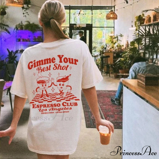 Top Shot Espresso Amusing Coffee T-shirt WHITE / S t-shirt-250223